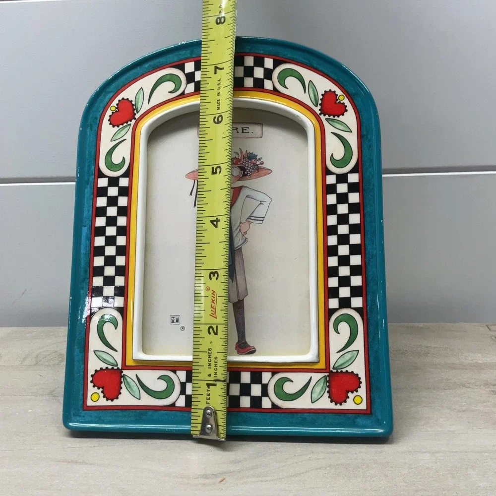 Vintage 1994 Mary Engelbreit Charpente Ceramic Arched Picture Frame Here Heart